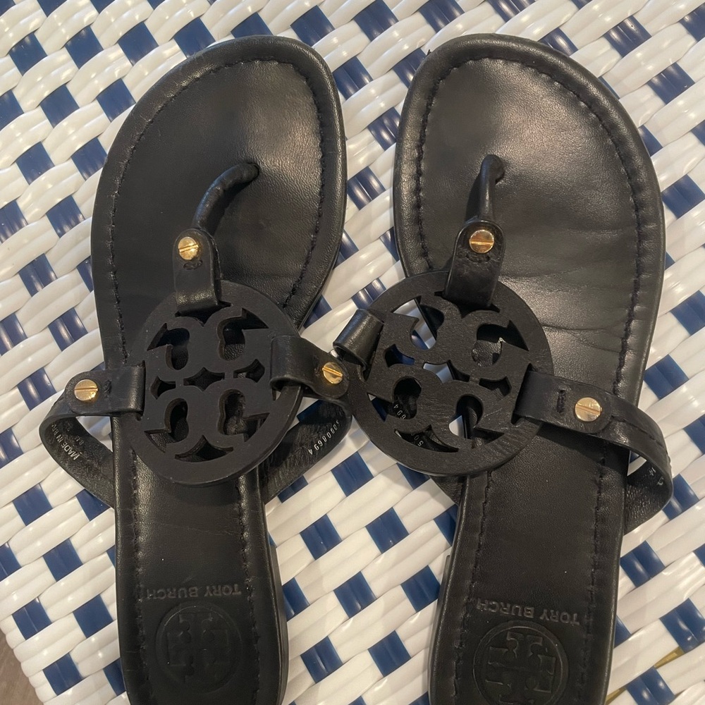 Tory Burch Black Leather Sandals